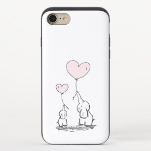 Mother and Baby Elephants with Heart Balloons iPhone 8/7 Slider Case