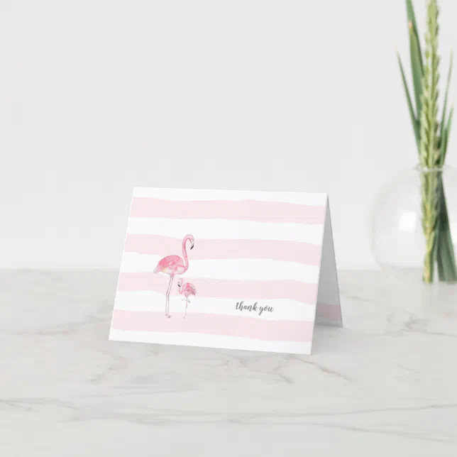 Mother and Baby Flamingo baby shower Thank You Card | Zazzle
