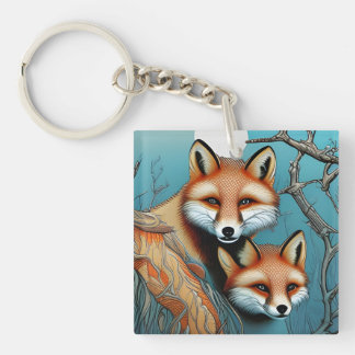 Mother and Baby Fox Keychain