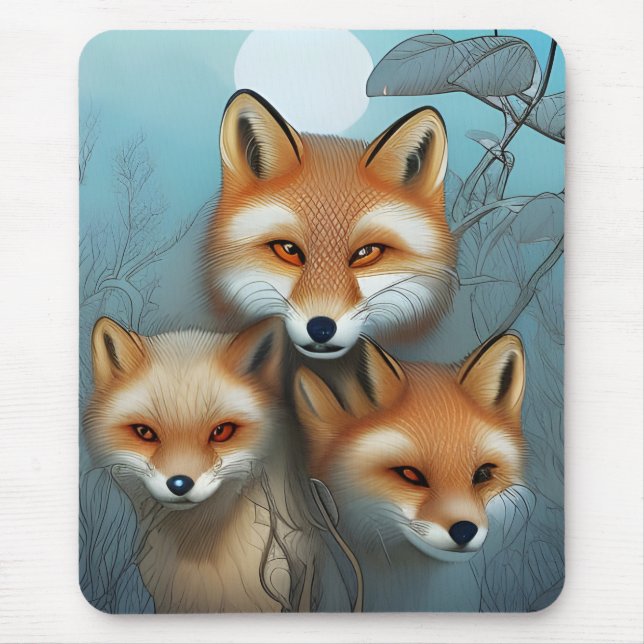 Mother and Baby Foxes Mouse Pad (Front)