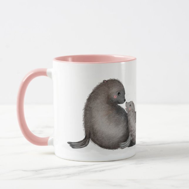 Mother and baby fur seal 'Best mom ever' mug (Left)