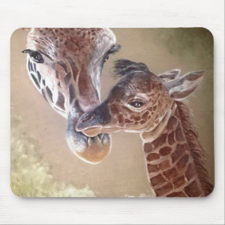 Mother and Baby Giraffe Mouse Pad