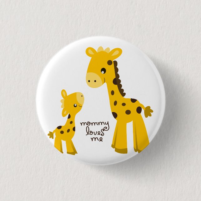 Mother and Baby Giraffe Pinback Button (Front)