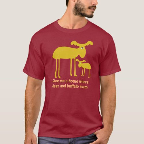 Mother and Baby Golden Deer Cartoon T_Shirt