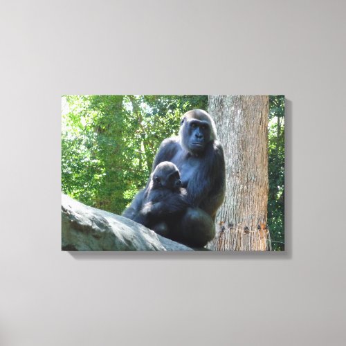 Mother and Baby Gorilla Canvas Photo