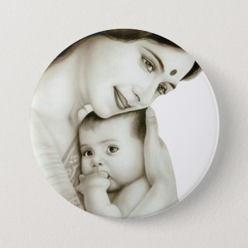 Mother and Baby Heartfelt Moments in Art Button