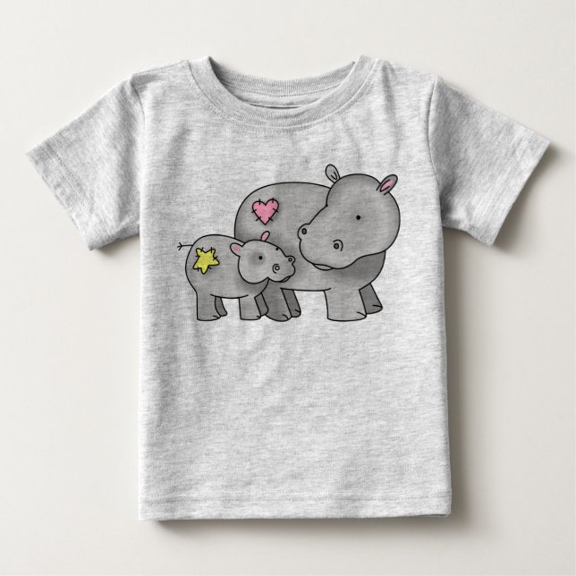 Mother and Baby Hippo T-Shirt (Front)