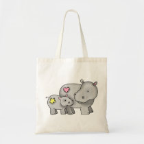 Mother and Baby Hippo Tote Bag