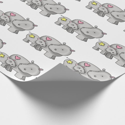 Mother and Baby Hippo Wrapping Paper