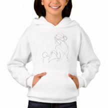 Mother and Baby Holding Hands Line Art