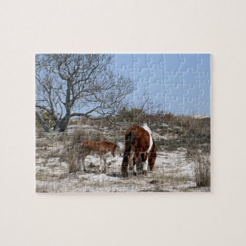Mother and Baby Horse at Assateague Jigsaw Puzzle
