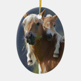 Mother and Baby Horse Ceramic Ornament