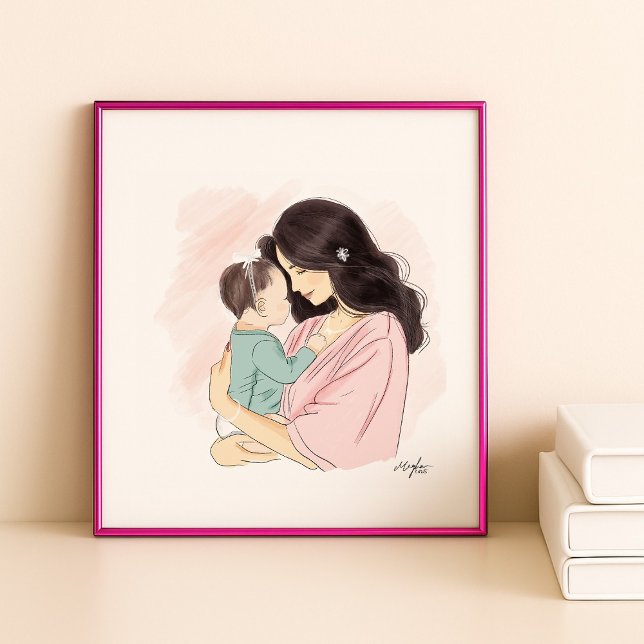 Mother and baby illustration  poster (Creator Uploaded)