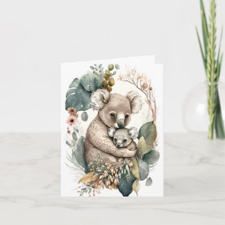 Mother and Baby Koala Illustration Greeting Card
