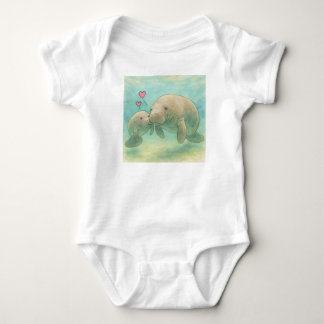 Mother and Baby Manatee Watercolor Illustration –  Bodysuit