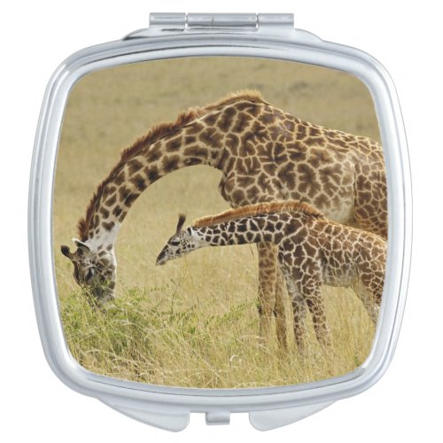 Mother and baby Masai Giraffe Giraffa Vanity Mirror