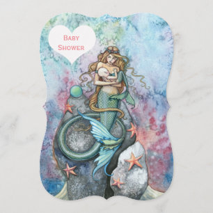 Mother and Baby Mermaid Baby Shower Invitations