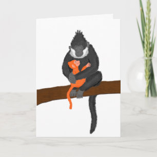 Mother and baby monkey Mother's Day card