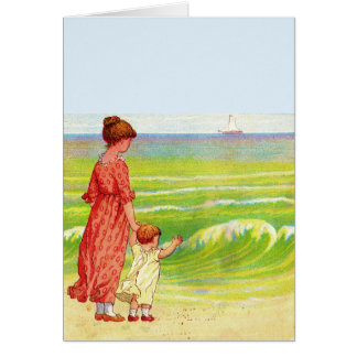 mother and baby on the beach cards