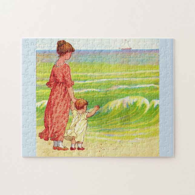 mother and baby on the beach jigsaw puzzle (Horizontal)