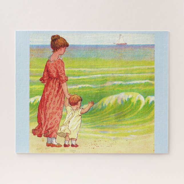 mother and baby on the beach jigsaw puzzle (Horizontal)