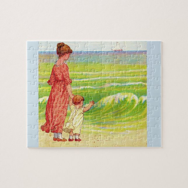 mother and baby on the beach jigsaw puzzle (Horizontal)