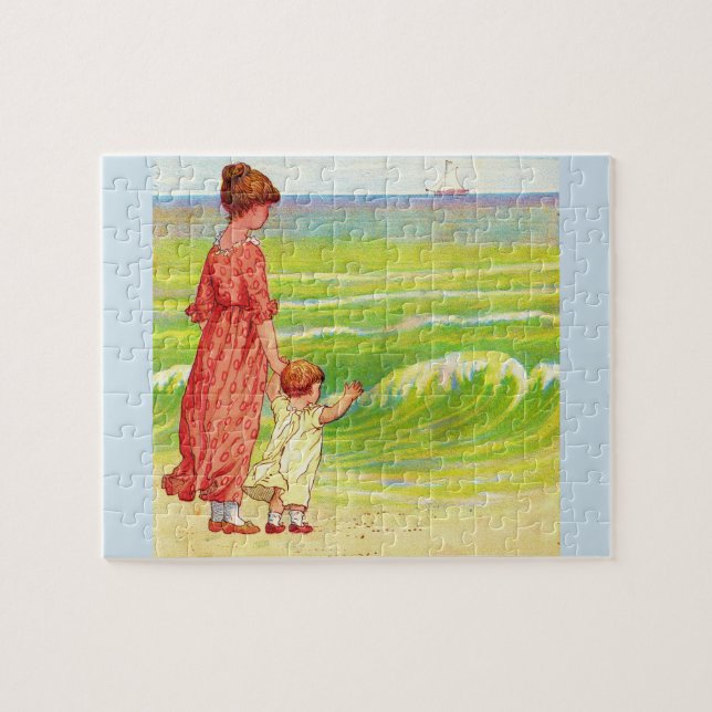 mother and baby on the beach jigsaw puzzle (Horizontal)