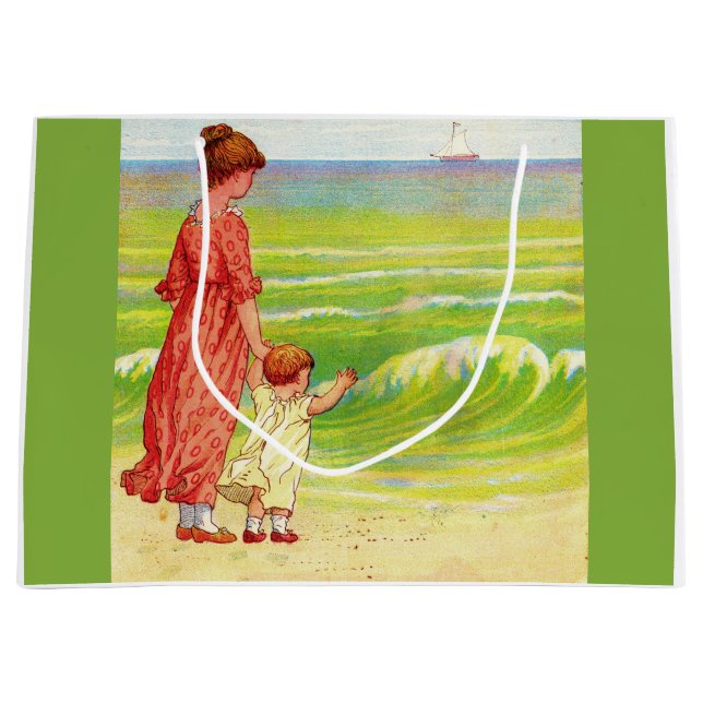 mother and baby on the beach large gift bag (Front)
