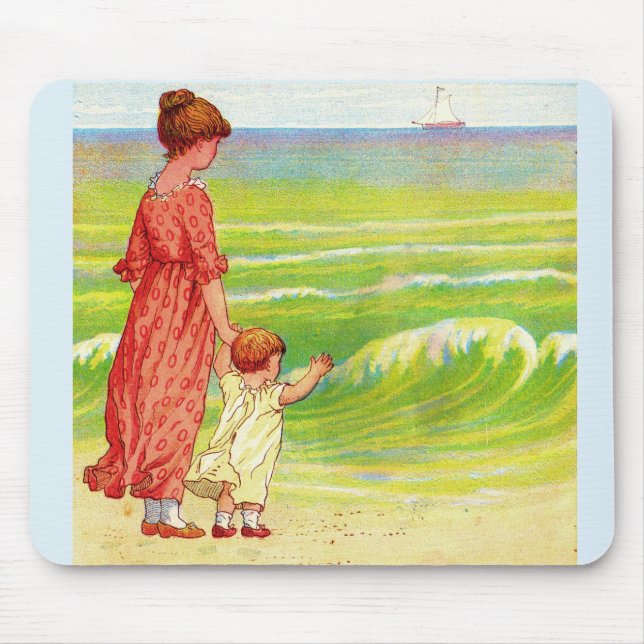 mother and baby on the beach mouse pad (Front)
