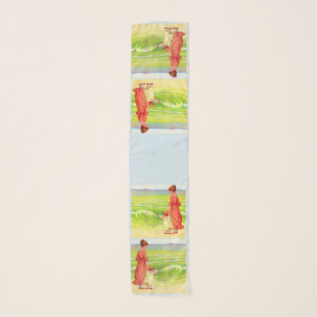 mother and baby on the beach print scarf (Front)