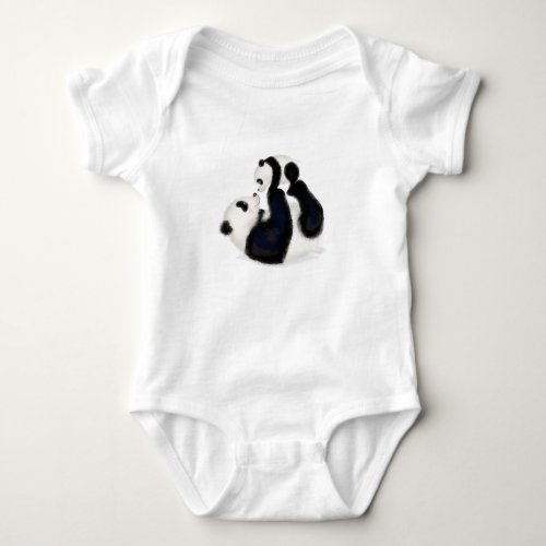 Mother and baby panda baby one_piece bodysuit