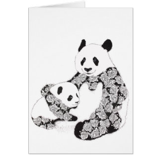 Mother and Baby Panda Illustration Cards
