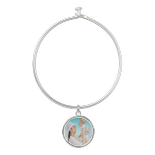 Mother and baby photo bangle bracelet