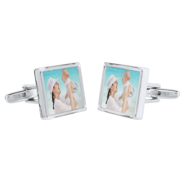 Mother and baby photo cufflinks (Angled)