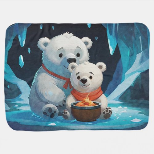 Mother and Baby Polar Teddy Bears Baby Blanket