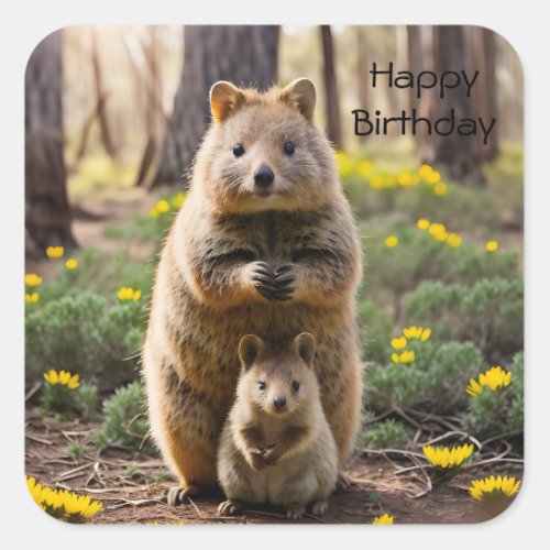 Mother And Baby Quokka Birthday Stickers