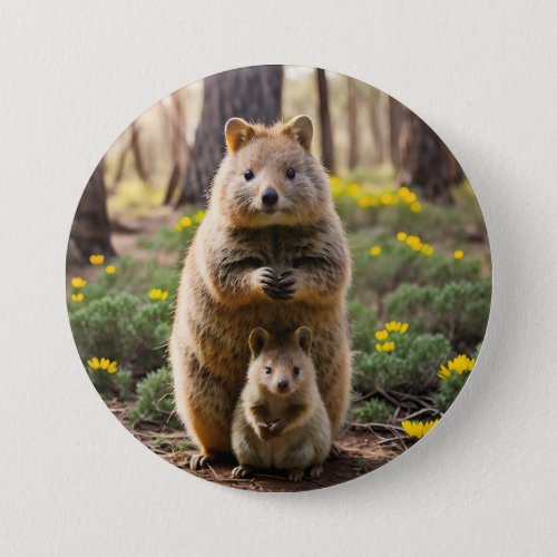 Mother And Baby Quokka Button Badge