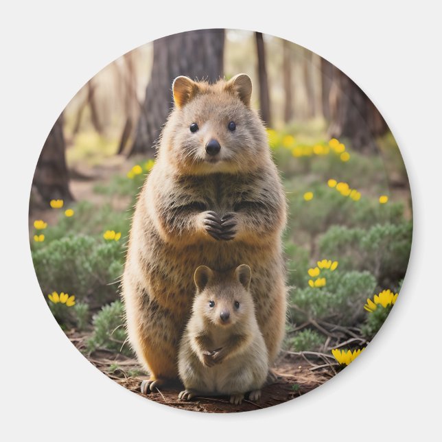 Mother And Baby Quokka, Fridge Magnet (Front)