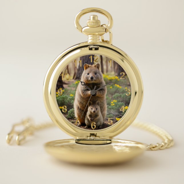 Mother And Baby Quokka, Pocket Watch (Inside)