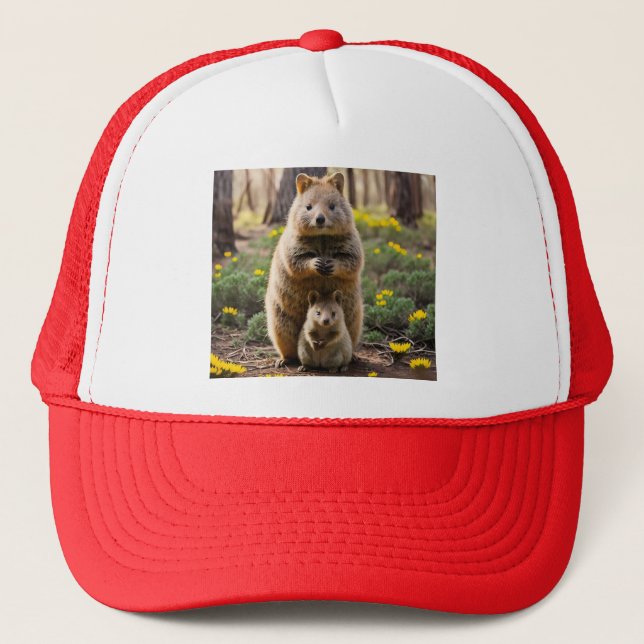 Mother And Baby Quokka, Truckers Hat (Front)