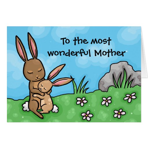 Mother and baby Rabbit Mothers day card | Zazzle