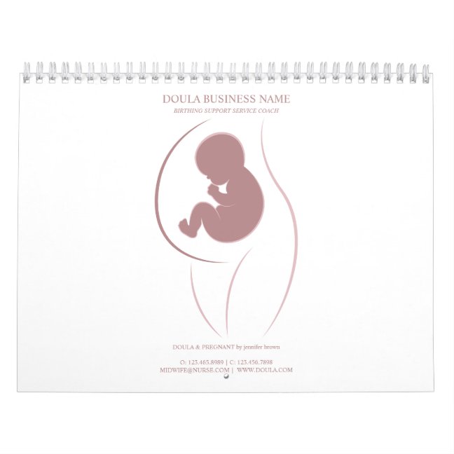 Mother and Baby Silhouette Branding Dusty Rose Calendar