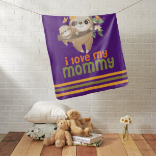 Mother and Baby Sloths Hanging on a Branch I love Blanket