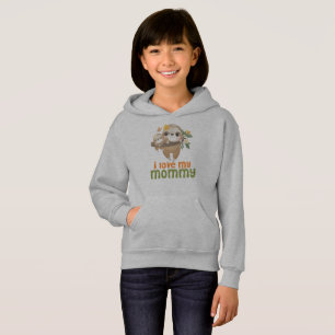 Mother and Baby Sloths Hanging on a Branch I love Hoodie