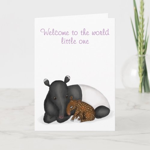 Mother and baby tapir new baby card