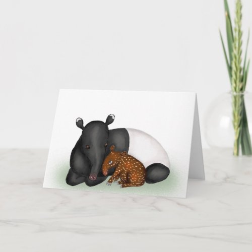 Mother and baby tapir new baby congrats card