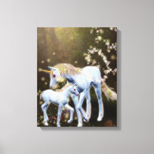 Mother and Baby Unicorn Canvas Print