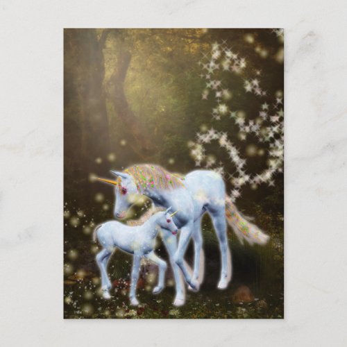Mother and Baby Unicorn Postcard