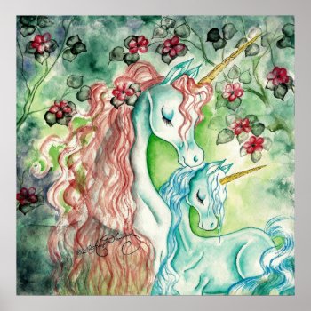 Mother And Baby Unicorn Poster by ArtsyKidsy at Zazzle