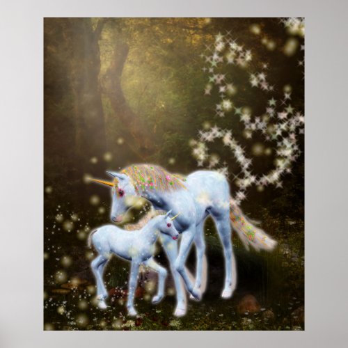 Mother and Baby Unicorn  Poster